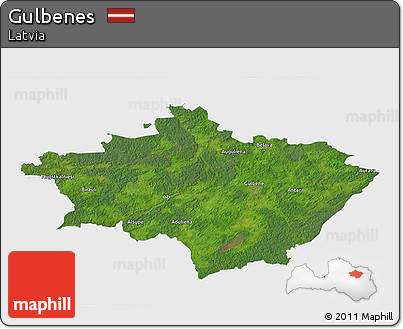 Satellite 3D Map of Gulbenes, single color outside
