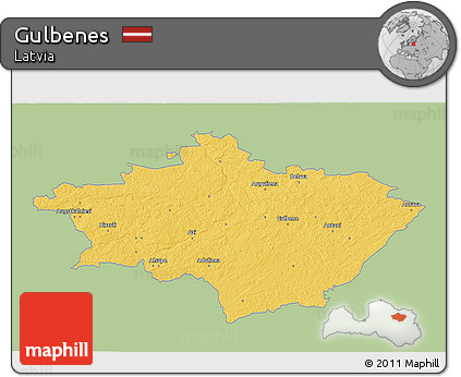 Savanna Style 3D Map of Gulbenes, single color outside