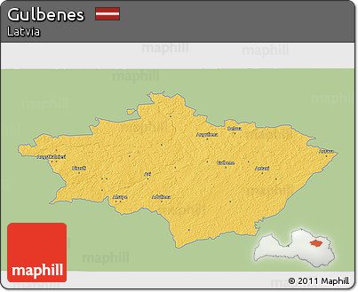Savanna Style 3D Map of Gulbenes, single color outside