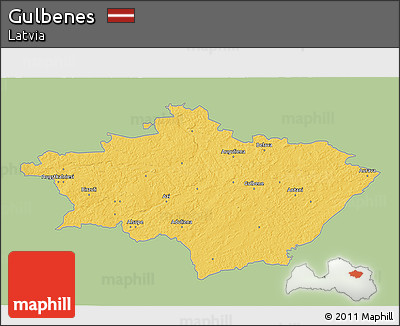 Savanna Style 3D Map of Gulbenes, single color outside