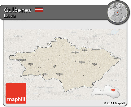 Shaded Relief 3D Map of Gulbenes, lighten