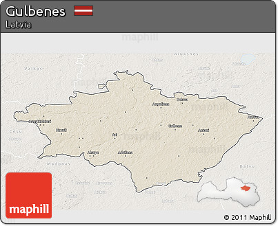Shaded Relief 3D Map of Gulbenes, lighten
