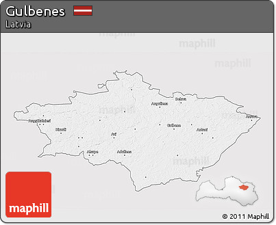 Silver Style 3D Map of Gulbenes, single color outside