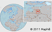 Gray Location Map of Gulbenes, hill shading