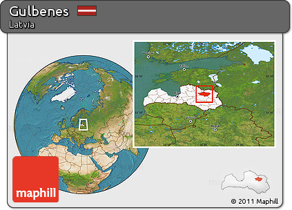 Satellite Location Map of Gulbenes, highlighted country