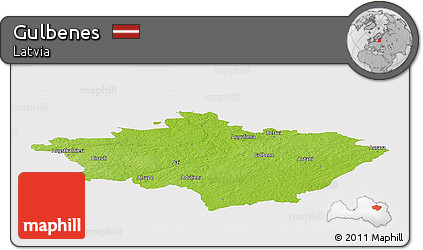 Physical Panoramic Map of Gulbenes, single color outside