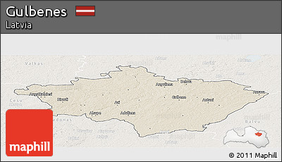 Shaded Relief Panoramic Map of Gulbenes, lighten