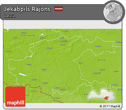 Physical 3D Map of Jekabpils Rajons