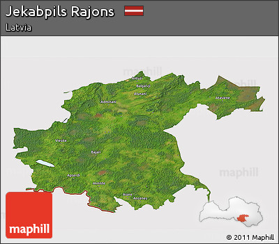 Satellite 3D Map of Jekabpils Rajons, cropped outside