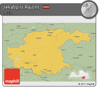 Savanna Style 3D Map of Jekabpils Rajons