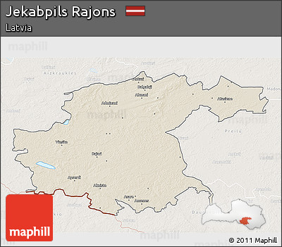Shaded Relief 3D Map of Jekabpils Rajons, lighten