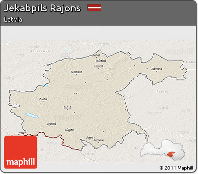 Shaded Relief 3D Map of Jekabpils Rajons, lighten