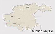 Shaded Relief 3D Map of Jekabpils Rajons, single color outside