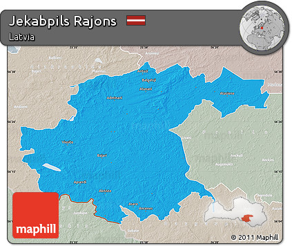 Political Map of Jekabpils Rajons, lighten, semi-desaturated
