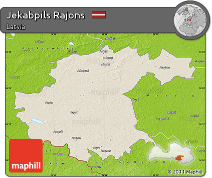Shaded Relief Map of Jekabpils Rajons, physical outside