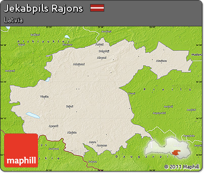 Shaded Relief Map of Jekabpils Rajons, physical outside