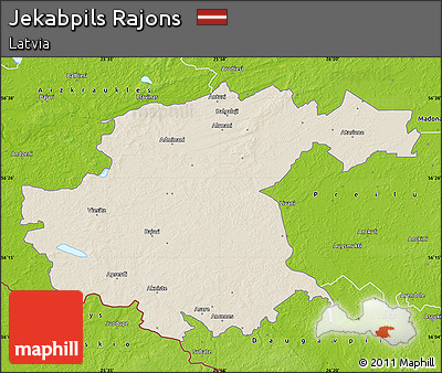 Shaded Relief Map of Jekabpils Rajons, physical outside