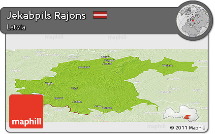 Physical Panoramic Map of Jekabpils Rajons, lighten