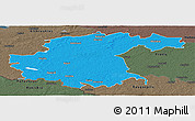 Political Panoramic Map of Jekabpils Rajons, darken, semi-desaturated