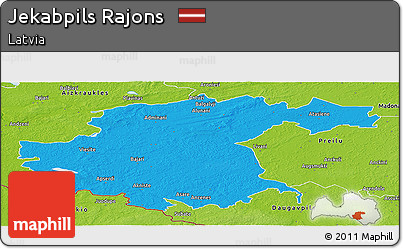 Political Panoramic Map of Jekabpils Rajons, physical outside