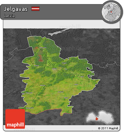 Satellite 3D Map of Jelgavas, darken, desaturated