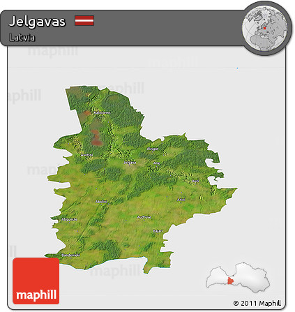 Satellite 3D Map of Jelgavas, single color outside