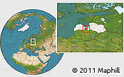 Satellite Location Map of Jelgavas, highlighted country, within the entire country