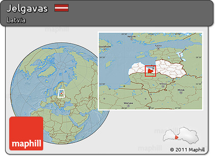 Savanna Style Location Map of Jelgavas, highlighted country, hill shading