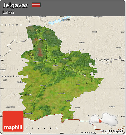 Satellite Map of Jelgavas, shaded relief outside