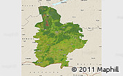 Satellite Map of Jelgavas, shaded relief outside