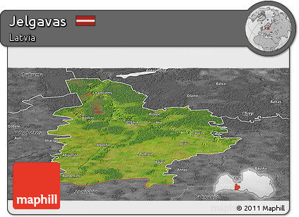 Satellite Panoramic Map of Jelgavas, desaturated