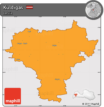 Political Simple Map of Kuldigas, cropped outside