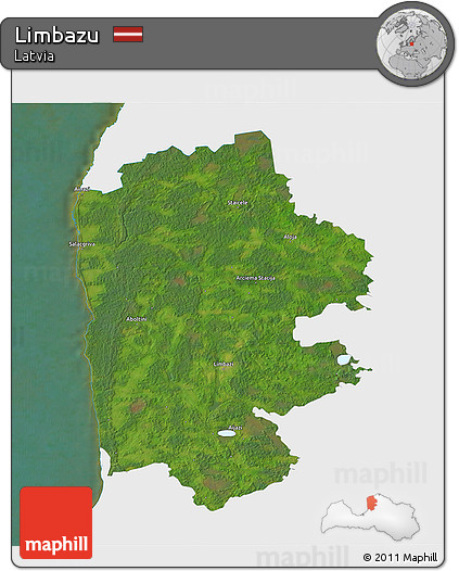 Satellite 3D Map of Limbazu, single color outside