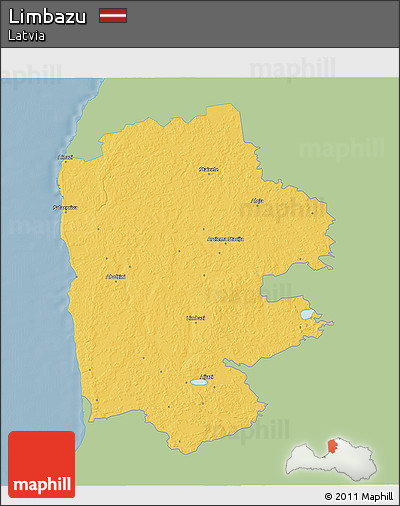 Savanna Style 3D Map of Limbazu, single color outside