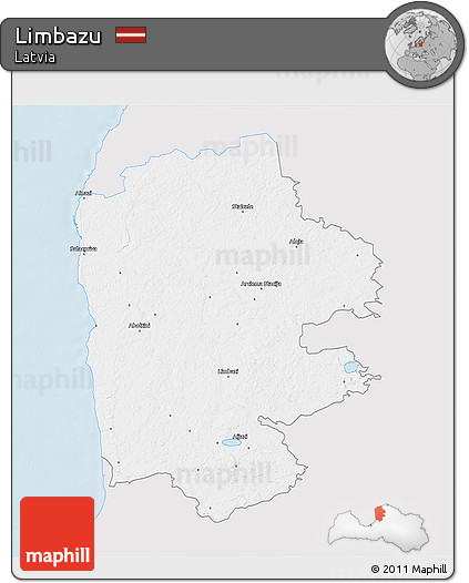 Silver Style 3D Map of Limbazu, single color outside