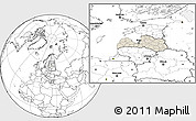 Shaded Relief Location Map of Latvia, blank outside