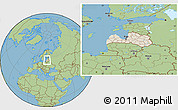 Shaded Relief Location Map of Latvia, savanna style outside