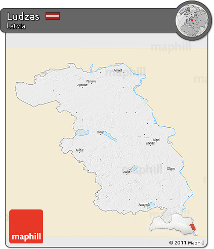 Classic Style 3D Map of Ludzas, single color outside