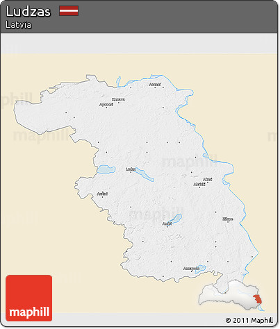 Classic Style 3D Map of Ludzas, single color outside