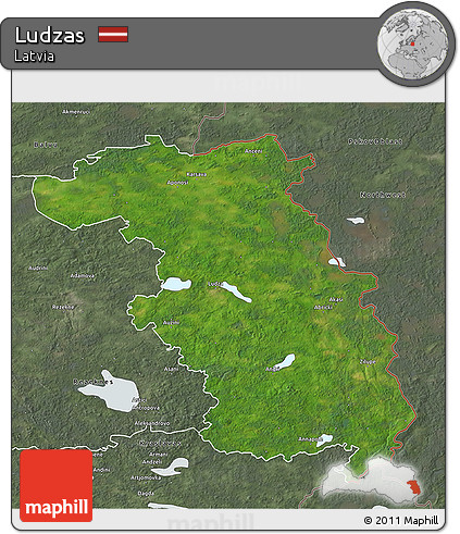 Satellite 3D Map of Ludzas, semi-desaturated