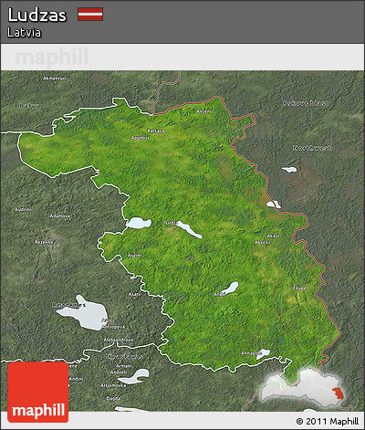 Satellite 3D Map of Ludzas, semi-desaturated