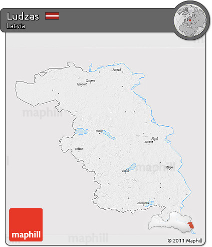 Silver Style 3D Map of Ludzas, single color outside