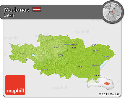 Physical 3D Map of Madonas, single color outside