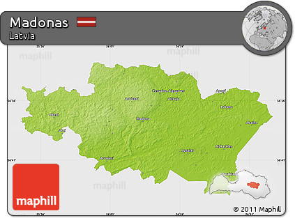 Physical Map of Madonas, single color outside