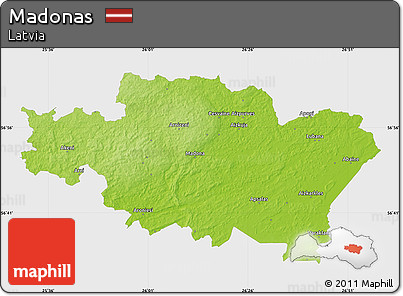 Physical Map of Madonas, single color outside