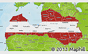 Flag Map of Latvia, physical outside, flag centered
