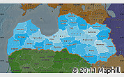 Political Shades Map of Latvia, darken