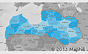 Political Shades Map of Latvia, desaturated