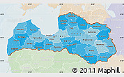 Political Shades Map of Latvia, lighten