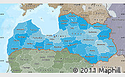Political Shades Map of Latvia, semi-desaturated, land only